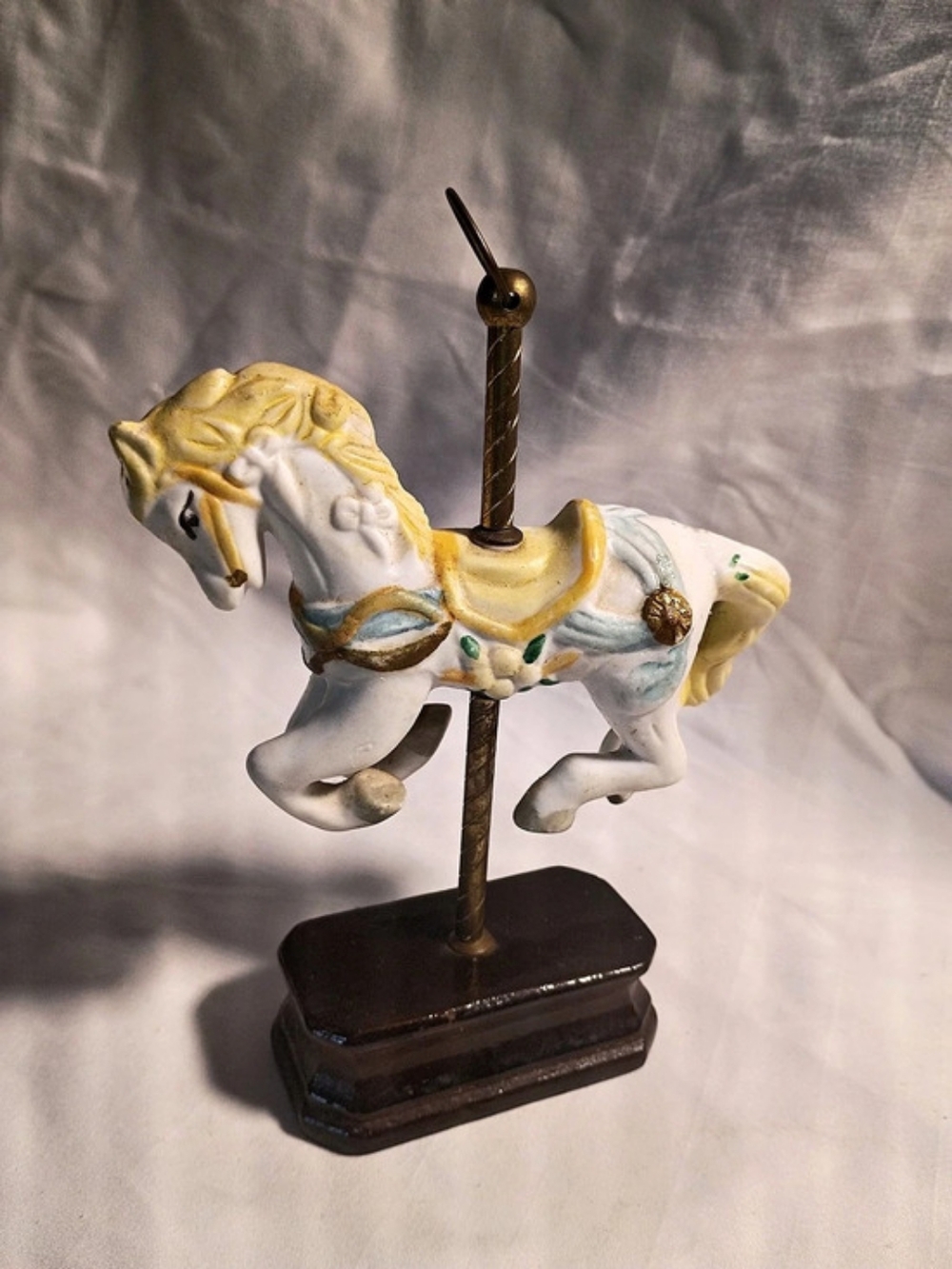 The Original Ornament Company Carousel Horse Figurine Decor White Yellow